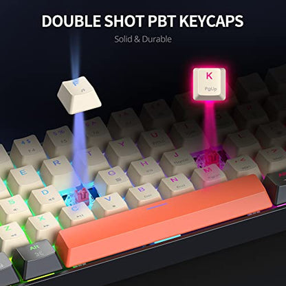 60% Mechanical Keyboard 61-Key Wired Gaming Keyboard with Red Switch RGB Lighting Effect PBT Keycaps Ultra-Compact Mini Keyboard Suitable for Win/Mac(61 Carbon) - color: 61 carbon/Red Swicth