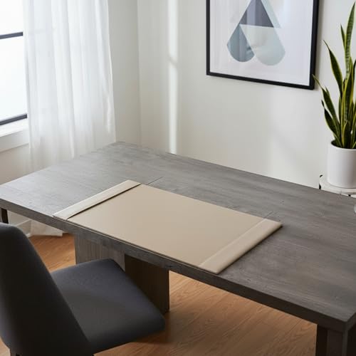 Dacasso Bonded Pad with Side Rails Luxury Leather Desk Blotter for Writing, 30 x 18 (White Latte) - color: White Latte