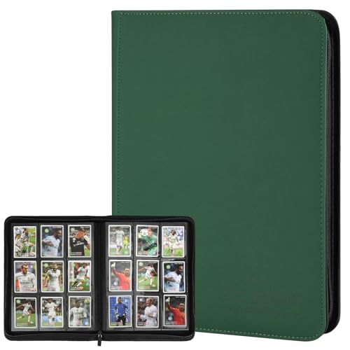 9 Pockets Card Binder,Premium Zip Trading Card Binder,540 Double Sided Pocket PU Collection Binder, Collector Album, Card Folder for MTG, TCG, Business Cards.(Blackish Green) - color: Blackish Green, size: 9 Pocket 540