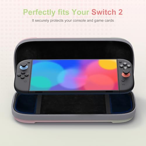 STARTRC GAMES Slim Carrying Case for Nintendo Switch 2 2025, Hard Shell Travel Case with 12 Game Card Slots, Portable Carry Bag for Switch 2 Console Pink & Green - color: Pink & Green