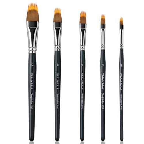 5Pcs Dual-Layer Grainer Paint Brush Set – Fuumuui Texture Comb/Filbert Brushes for Grass, Fur, Trees, Landscape – Synthetic Bristles for Watercolor, Acrylic, Painting Artist Tool - color: Dark Green