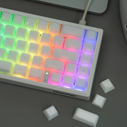 dagaladoo Double Shot PBT keycaps,White Jade, Cherry Profile Keycaps Set | 121-keys Jelly style Custom keycaps full size for 60% 65% 75% 100% Cherry-MX switch Mechanical Keyboard - color: White Jade