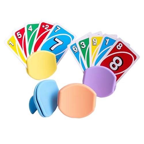 BORICO 4 Pack Playing Card Holders for Kids & Adults - Handheld/Tabletop Use/Drawstring Pouch, Perfect for Game Nights & Travel (4 Colors)