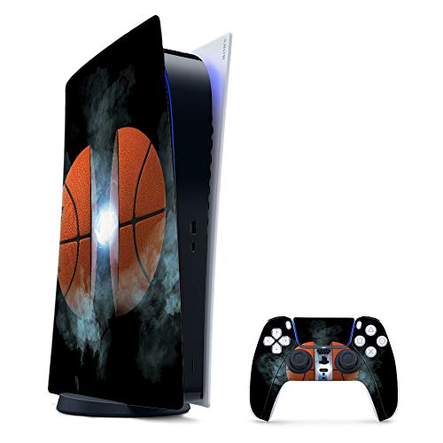 MightySkins Gaming Skin for PS5 / PlayStation 5 Digital Edition Bundle - Basketball Orb | Protective Viny wrap | Easy to Apply and Change Styles | Made in The USA - color: Basketball Orb, size: PS5 Digital Edition Bundle