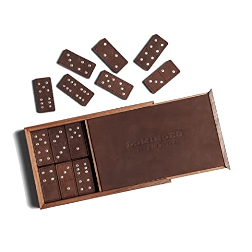 Dominoes Set for Adults 28 Tiles, Domino & Tile Games Set for Classic Board Games, Wooden Dominoes Double 6, Double Six Standard Dominoes Set, Dark Brown - color: Dark Brown