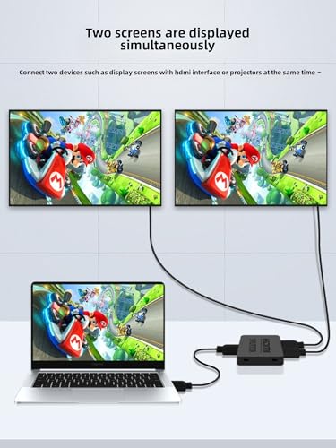 HDMI Splitter 1 in 2 Out [with USB Cable] 4K 1x2 HDMI Splitter Repeat/Mirror Screen Only (Not Extend), 1 Source Extend to 2 Display Devices