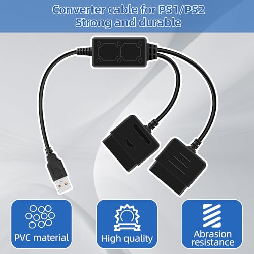 OSTENT Dual USB Adapter Converter Cable Cord for Sony PlayStation 1/2 PS One PSX Wired Controller Gamepad Joystick to PC Laptop