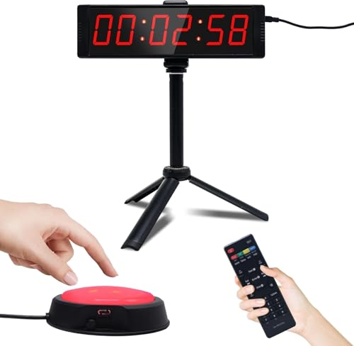 Large Stopwatch with Start/Stop Button, LED Digital Timer with Remote, Countdown Clock with Buzzer, Gym Clock for Home Gym, Interval Timer for Workout, Plug in (with Stand) - style: Plug-in(with stand)