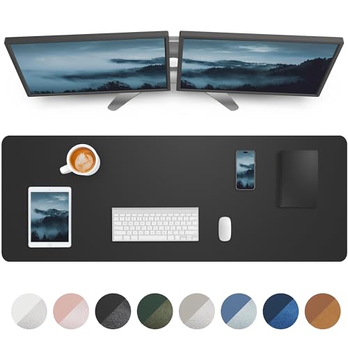 Leather Desk Pad Protector,Mouse Pad,Office Desk Mat, Non-Slip PU Leather Desk Blotter,Large Desk mat,Waterproof Keyboard mat for Office/Home/Decor (Black,48" x 24") - color: Black, size: 48" x 23"