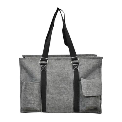 NGIL Utility Water Resistant Tote Bag | Work Tote for Women, Nurse Bag, Teacher's Choice Purse, Gym Bag, Everyday Organizer Top Zipper Closure - color: Crosshatch Gray