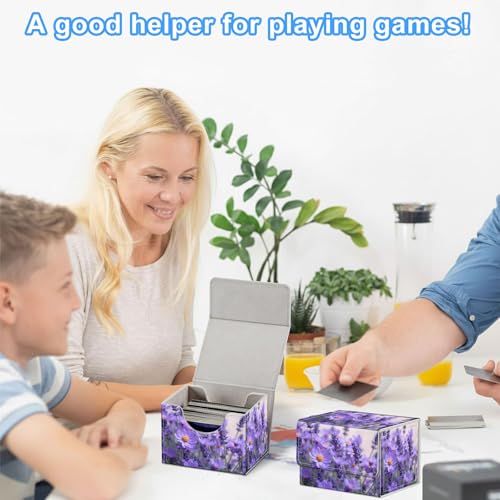 Lavender Flowers Deck Box for MTG Commander | Holds 100+ Double-Sleeved Cards | Strong Magnetic TCG Card Case for Collectible Games - color: Lavender Flowers