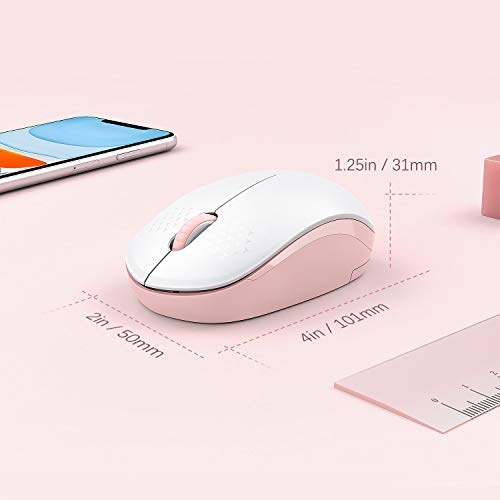 seenda Wireless Mouse for Laptop, 2.4G Noiseless Mouse with USB Receiver - Optical Tracking Portable Computer Mice for Chromebook, PC, Tablet, Windows System, 24 Months Battery Life - Pink & White - color: Pink and White
