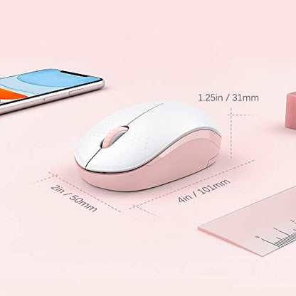 seenda Wireless Mouse for Laptop, 2.4G Noiseless Mouse with USB Receiver - Optical Tracking Portable Computer Mice for Chromebook, PC, Tablet, Windows System, 24 Months Battery Life - Pink & White - color: Pink and White