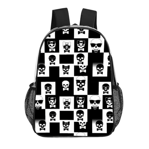 Waterproof Clear Beach Backpack Large Capacity PVC See Through Bag | Waterproof, Gothic Skull Black And White Checkered, Transparent Daypack, for Work Travel College Seaside Beach Trips - color: Pattern (332)