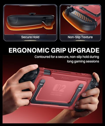 GolbinBox Hard Shell Case for Nintendo Switch 2 with Kickstand, Red | Magnetic split design, aluminum stand, military grade protection, detachable Joy-Con covers, for travel and commuting - color: Red