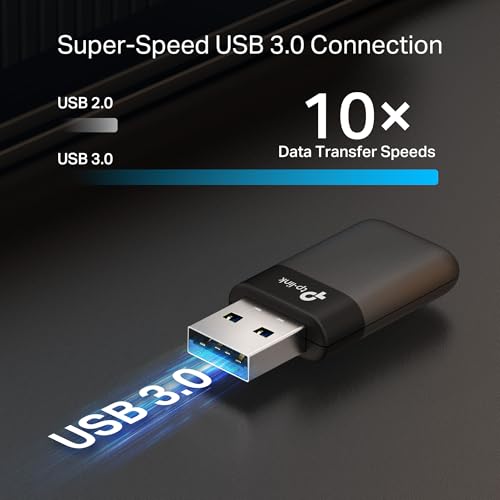 TP-Link AX1800 Wi-Fi 6 USB WiFi Adapter for Desktop PC (Archer TX23U) – Dual-Band Wireless Adapter, Up to 1.8 Gbps (5GHz, 2.4GHz), USB 3.0, Plug and Play, Compact Design, WPA3, Supports Windows 11/10 - style: AX1800, WiFi 6