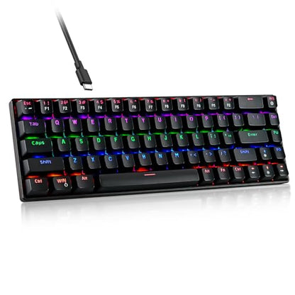 RaceGT Wired Mechanical Gaming Keyboard - 67 Keys Ultra-Compact Mini Keyboard, Wired USB Keyboards, Multi Color RGB Illuminated LED Backlit for PC Gamer Computer Desktop (Black)…