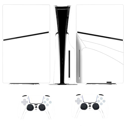 Solid Color Skin Wrap Compatible with PS5 Slim Disc Edition (White) | Console Cover Protective Sticker, Game Controller Vinyl Wrap - color: White