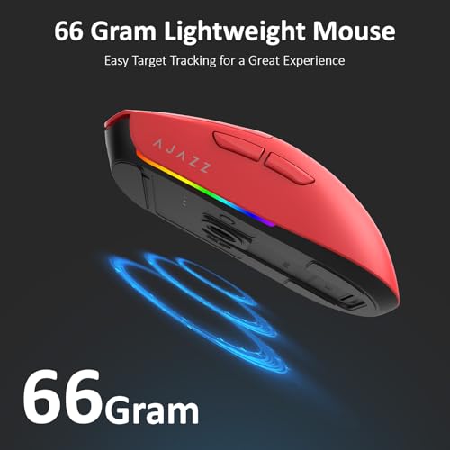 AJ139 V2 MC Wireless Gaming Mouse 2.4G Wired/Bluetooth | RGB Magnetic Charging Dock | Lightweight Design | 12K DPI | 500mAh Battery | PAW3311 Sensor | 5 Programmable Buttons, Compatible with PC/Mac - color: Red