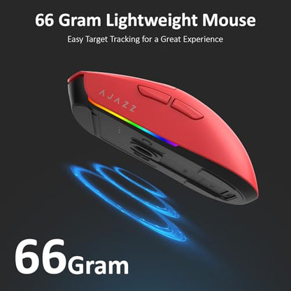 AJ139 V2 MC Wireless Gaming Mouse 2.4G Wired/Bluetooth | RGB Magnetic Charging Dock | Lightweight Design | 12K DPI | 500mAh Battery | PAW3311 Sensor | 5 Programmable Buttons, Compatible with PC/Mac - color: Red