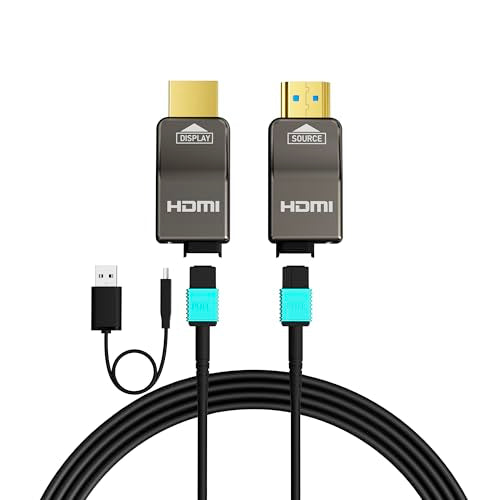 8K Detachable Full Fiber Optic Armored HDMI 2.1 Cable, 48Gbps, 6FT | Full Fiber Optic Design Reduces EMI vs Copper Cables; Replace the Module Without Replacing the Entire In-Wall Cable - size: 6FT