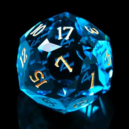 1PCS Multifaceted Glass D20 DND Dice - 28mm 20 Sided Gem D&D Dice for Dungeons and Dragons, RPG, Roleplaying Games MTG Table Games, Handmade Polyhedral Dice(Glass Teal) - color: Multifaceted D20 Glass-teal