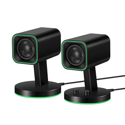 Sanyun SW202 24W 2.0 Computer Speakers, DSP-Enhanced Clear Stereo, 3 Modes | Game/Movie/Music Modes, 16bit DAC, USB/Bluetooth 5.2/AUX, 2.25" Full-Range Drivers, RGB Lighting, Compact Design(Pair, Black) - color: SW202 Black