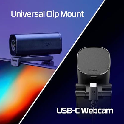 HyperX Vision S – Webcam, 4K Video Recording @ 30fps, 90° Field-of-View, Responsive Autofocus, Hyperflex Cable, Aluminum Body, Plug and Play, Sony Starvis 8MP Sensor, 5G2P Lens, USB-C – Black