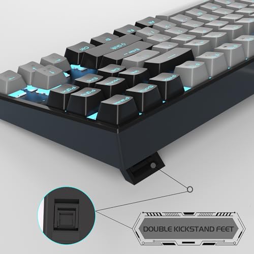 MageGee 75% Mechanical Gaming Keyboard, Blue Switch, LED Backlit, 87 Keys Compact TKL Wired Computer Keyboards for Windows Laptop PC Gamer - Grey/Black - color: Grey Black/Blue Switch