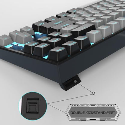MageGee 75% Mechanical Gaming Keyboard, Blue Switch, LED Backlit, 87 Keys Compact TKL Wired Computer Keyboards for Windows Laptop PC Gamer - Grey/Black - color: Grey Black/Blue Switch