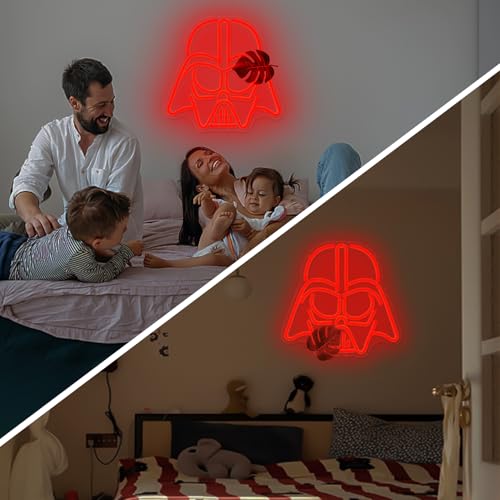 Alien Mask Neon Sign Dimmable Helmet Neon Light Sign Game LED Sign Wars gaming Light Up Sign gamer Neon Lights for Bedroom Man Cave Gamer Gift - color: Red
