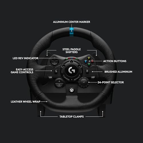 Logitech G923 Racing Wheel and Pedals, TRUEFORCE Force Feedback, Real Leather + Logitech G Driving Force Shifter - Xbox X|S, Xbox One, PC, Mac - Black - style: Xbox|PC