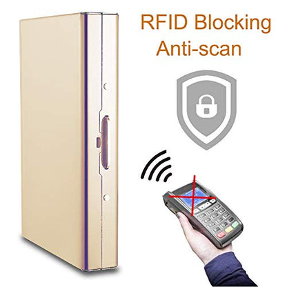 RFID Credit Card Holder Protector Metal Credit Card Wallet Business Card Holder for Men Women Gift Box Package (Gold) - color: 01 Gold
