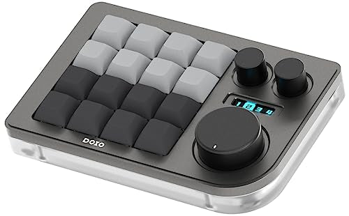KEEBMONKEY Megalodon Triple Knob Macro Pad Programmable Designer Mini Keyboard 16 Keys (Grey) - color: Grey
