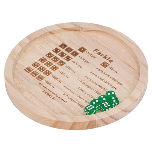 Farkle Dice Tray, Premium Wooden Dice Tray for Classic Family Game Night, Improve Math Skills with 6 & Storage Bag (Round 18cm) - color: Round 18cm