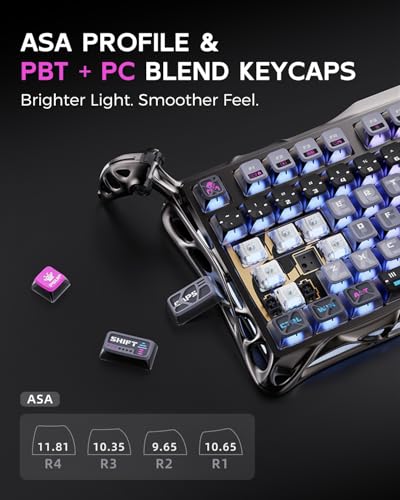 GravaStar Mercury K1 Pro Wireless Mechanical Gaming Keyboard, 75% Layout RGB Custom Keyboard, Electroplated Glossy Frame, Hot-Swappable Linear Switches【Cyberpunk Edition】 - color: Cyberpunk