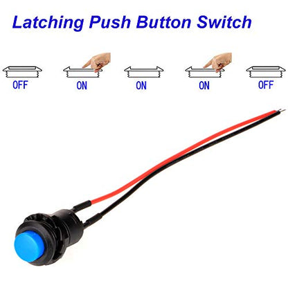 Gebildet 12pcs 12mm Prewired Latching Push Button Switch SPST ON/Off AC 250V/1.5A 125V/3A,Lockable Mini Round Rocker Switch for Table Lamp,Home Appliances - style: E426