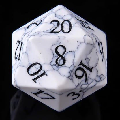 White Turquoise Crystal DND Dice Set 7 PCS Gemstone Suitable for Dungeons and Dragons for D & D RPG Games (White Turquoise - color: White Turquoise