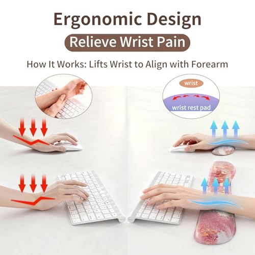 QIYI PU Leather Desk Mat Set, 4-in-1 Ergonomic Wrist Rest, Pink Marble | Waterproof Large Mouse Pad 31.5×15.7 + Keyboard Wrist Rest + Mouse Wrist Support+Coaster, Non-Slip Office Gaming Accessories - color: Pink Gold Marble