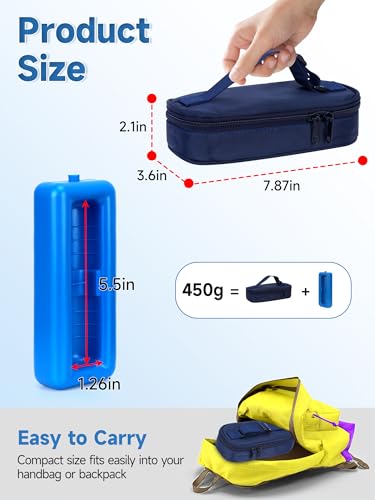 YOUSHARES Insulin Vials Cooler Travel Case - TSA Approved peptide case | Diabetic Med Vial Cooling Bag , Protective Ice Brick, Refrigerated Diabetes Supplies Organizer, Small Bottle Carrying Storage - color: 01_Navy Blue