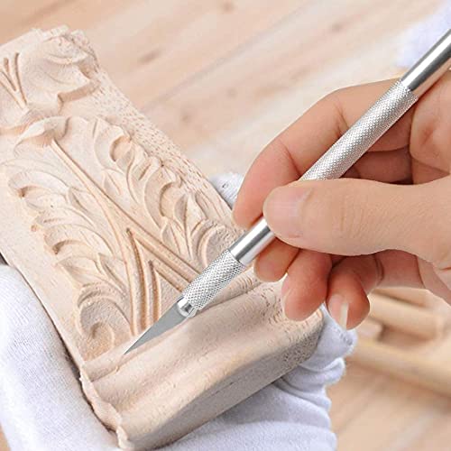DIYSELF 23 Pack Scrapbooking Tools, Exacto Knife Craft Knife Precision Carving Hobby Knife Kit, 20 Spare Art Knife Blades for Art, Scrapbooking, Stencil, 8" x 6" Cutting Mat - color: Light Grey