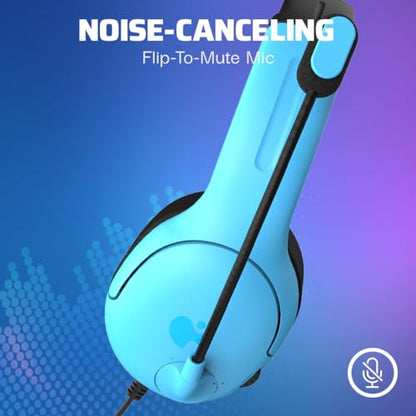 PDP AIRLITE Wired Stereo Gaming Headset, Officially Licensed by Sony PlayStation 5, PS5/PS4/PS3/PC, Lightweight Durable Headphones, 3.5mm Audio Jack, Noise-canceling Flip-to-Mute Mic, Neptune Blue - color: Blue, style: Wired