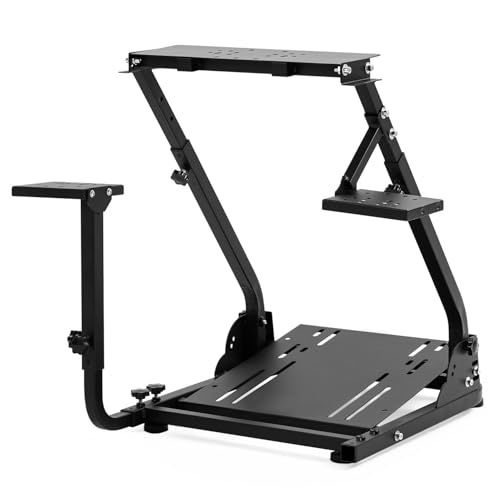 Anman racing simulator cockpit Steering Wheel Stand with Double Gear Shifter Mount Fit for Logitech G25 G27 G29 G920 G923,Foldable Gaming Cockpit Stand,without Pedal and Steering Wheel