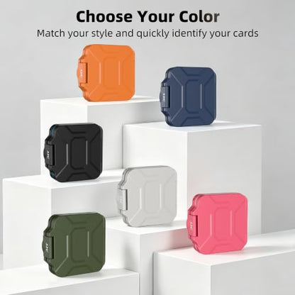 JJC Small SD Card Case Holder for 4 SD & 8 Micro SD Memory Cards, Green | 12 Slots, Slim & Lightweight Design, Water-Resistant & Shockproof, Soft EVA Interior, Includes Wrist Strap, Easy to Carry - size: Green/For 4 SD+8 Micro SD