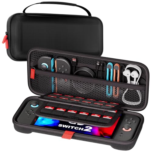 ProCase Carrying Case for Nintendo Switch 2 2025, Slim Travel Case -Black | Hard Portable Storage Bag with 24 Game Card Slots, Protective Pouch for Switch 2 Console & Accessories, Slim Fit - color: Black (Standard Size), size: for Nintendo Switch 2 (2025