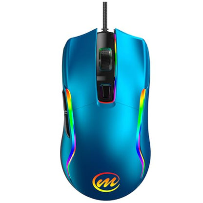 memzuoix Wired Gaming Mouse with RGB - 6 Adjustable DPI up to 12800, 6 Buttons, 12 Lighting Modes, Ergonomic Design with Anti-Slip Rubber Wheel, 5.6ft Braided Cable for PC/Mac/Windows - Blue - color: blue