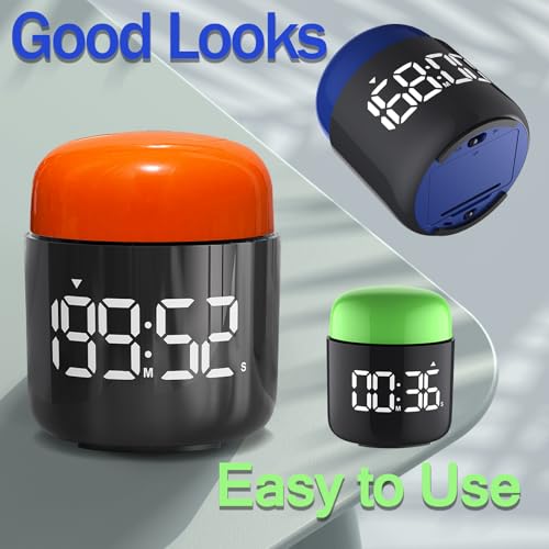 Large Display Digital Timer Stopwatch, Retro Manual Twist Table Count Down & Up Game Timer, Easy to use, Night Light Silent & Sound Timers for ADHD Study Work Kitchen Classroom Yoga Gym (Tangerine) - color: Tangerine