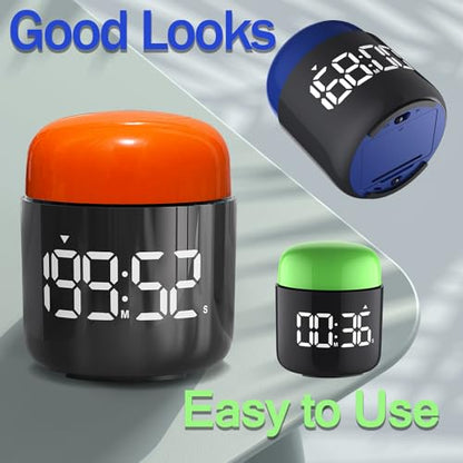 Large Display Digital Timer Stopwatch, Retro Manual Twist Table Count Down & Up Game Timer, Easy to use, Night Light Silent & Sound Timers for ADHD Study Work Kitchen Classroom Yoga Gym (Tangerine) - color: Tangerine