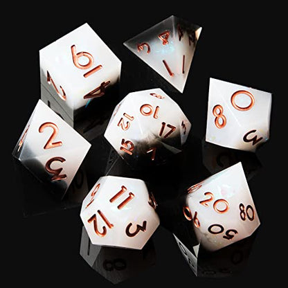 Sharp Edge DND Dice Set Handmade 7 Accessories Dice for Dungeons and Dragons TTRPG Games, Multi-Sided RPG Polyhedral Resin Sharp Edge Dice Roleplaying Games - color: Grey Black