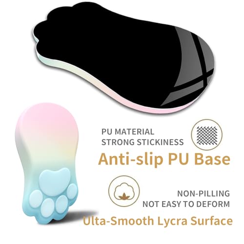 L-SPOUTTO Ergonomic Mouse Pad with Wrist Rest,Cute Mouse Pad Wrist Support | Cat Paw Comfortable Massage Design,Computer Pain Relief Mousepad with Non-Slip PU Base for Desk Laptop Gaming,Rainbow - color: Rainbow